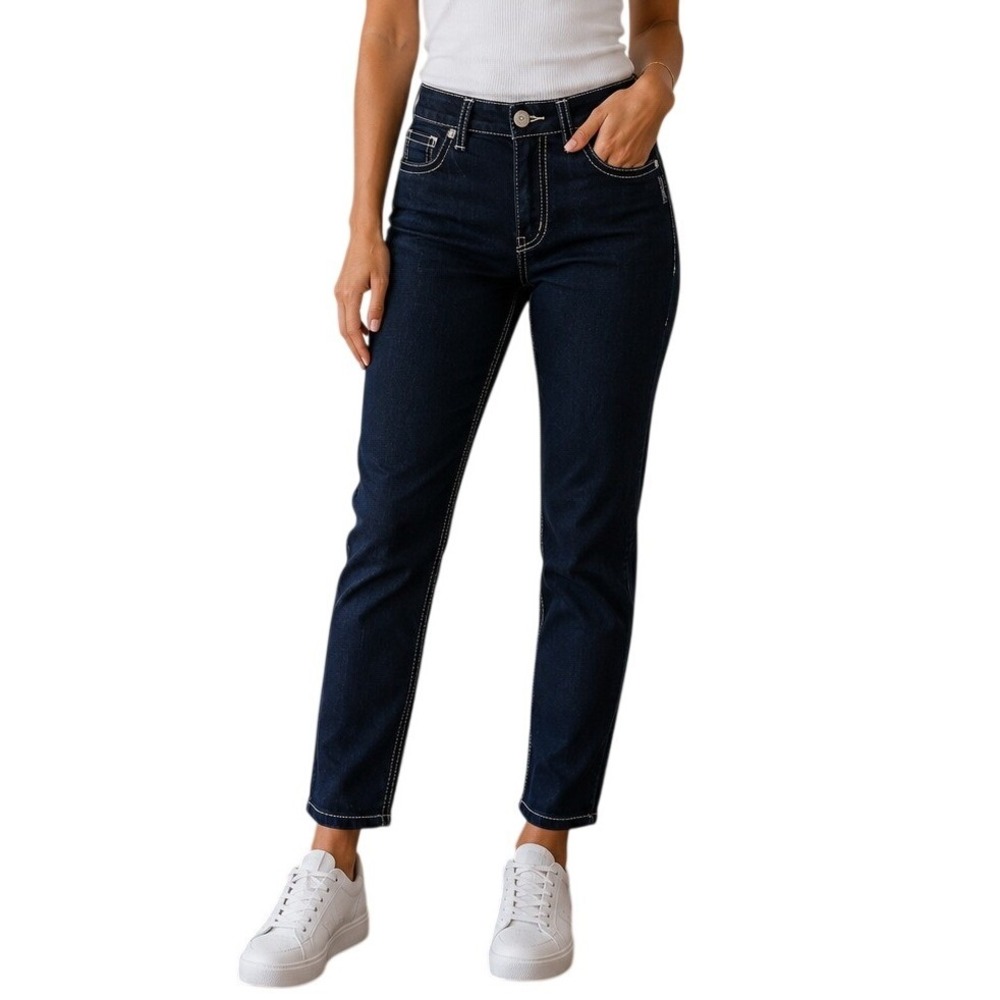 Silver Jeans Co Dark Wash Indigo Contrast Stitch Suki High Capri‎ Jeans W29 L24